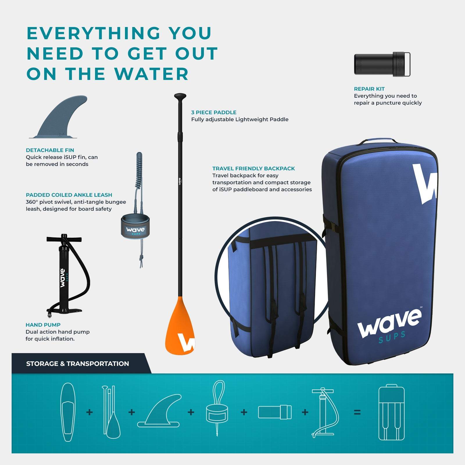 Cruiser SUP | Inflatable Stand-Up Paddle Board | 10/11ft | Orange SUP > Cruiser Wave Sups   