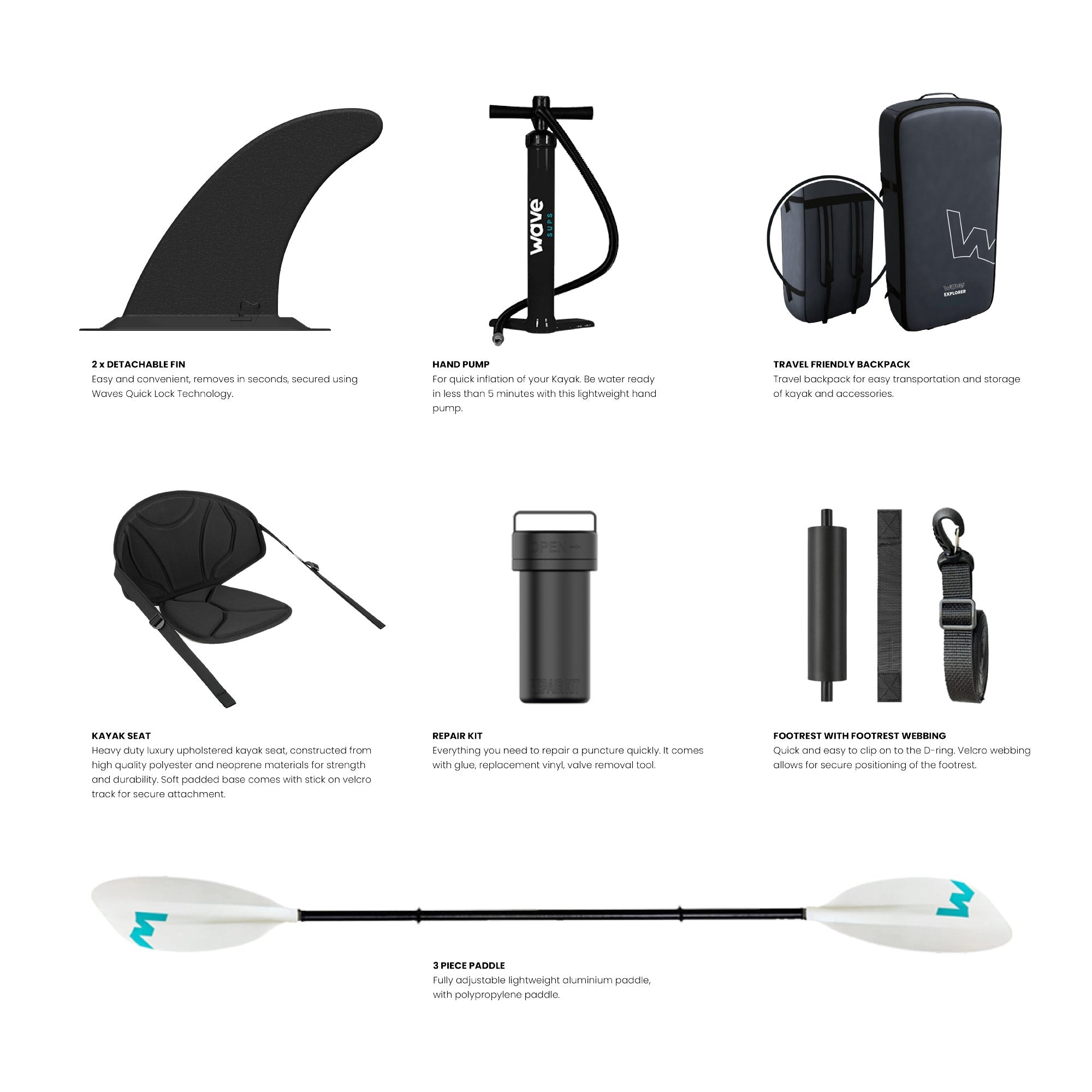 Navigator | Inflatable Kayak | Drop Stitch Kayak | 1-2/2-3 Seater Wave Sups