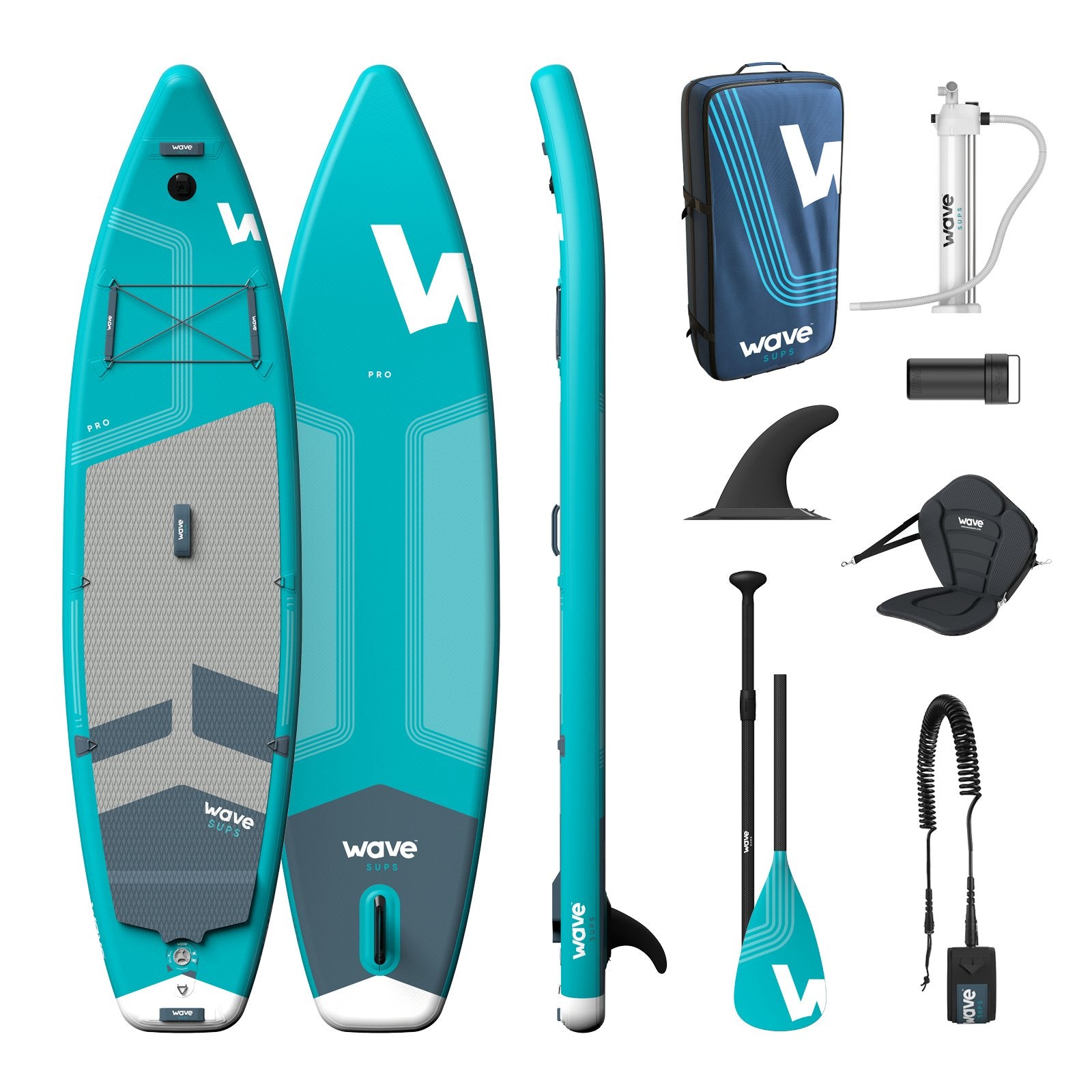 Pro SUP | Inflatable Stand-Up Paddle Board | 10/11ft | Aqua Inflatable Paddleboards Wave Sups Aqua 10ft | 305x79x15cm | (120x30x16")