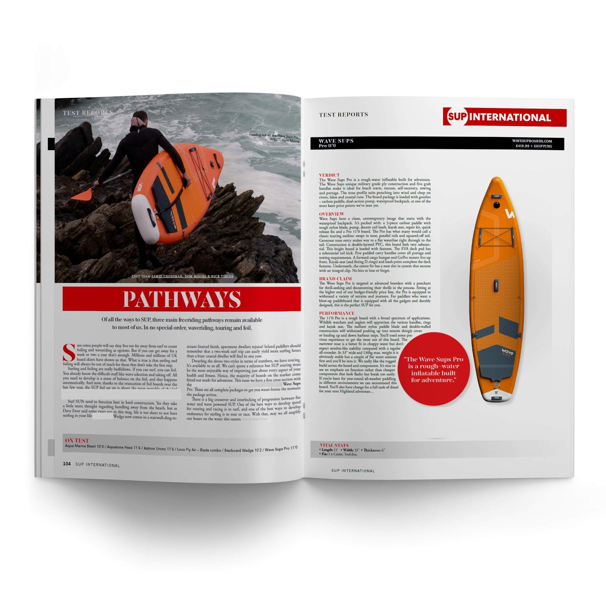 Pro SUP | Inflatable Stand-Up Paddle Board | 10/11ft | Orange Inflatable Paddleboards Wave Sups   