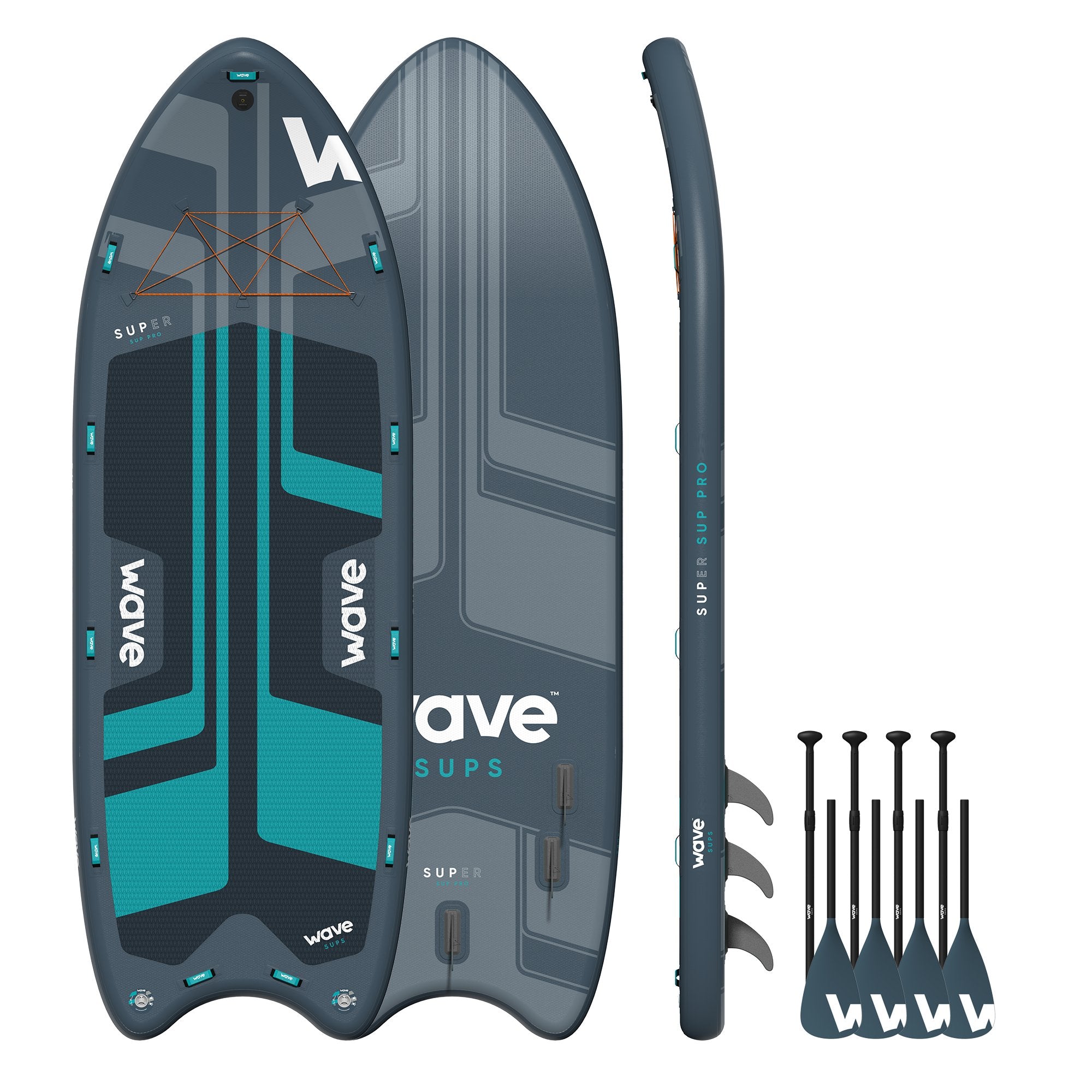 Super Pro SUP | Inflatable Stand-Up Paddle Board | 16ft | Navy Wave Sups