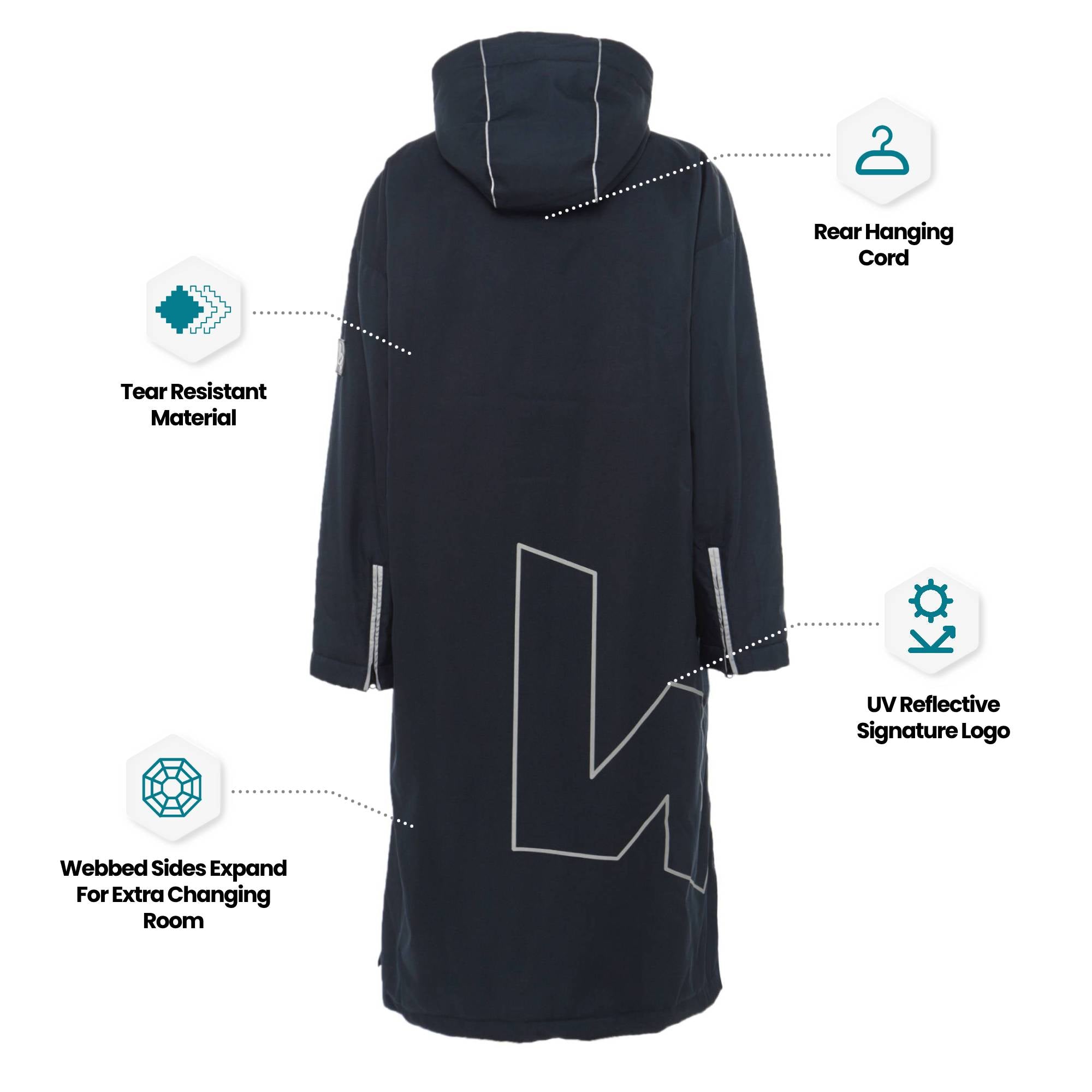 Wave 3 in 1 Waterproof & Windproof Changing Robe | Unisex | Navy Blue Wave Sups
