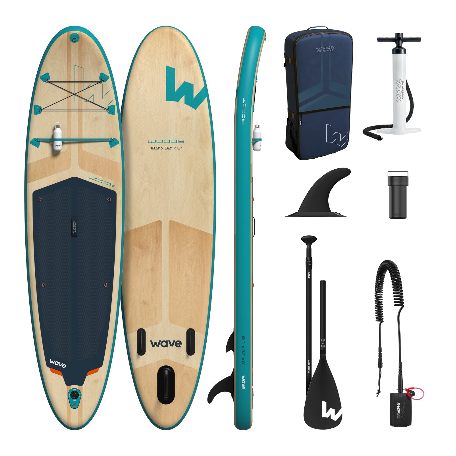 Woody 2.0 SUP | Inflatable Paddle Board | 10'9ft | Aqua Inflatable Paddleboards Wave Sups   