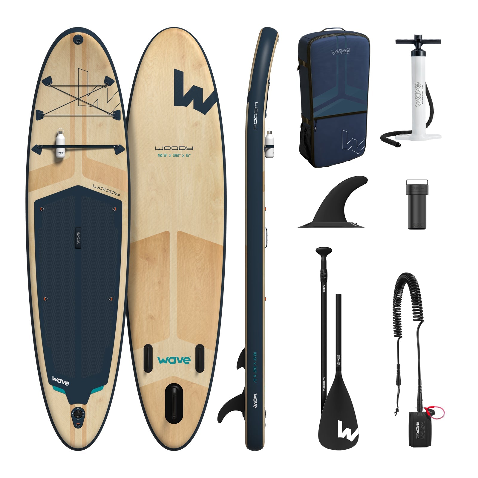 Woody 2.0 SUP | Inflatable Paddle Board | 10'9ft | Navy Inflatable Paddleboards Wave Sups   